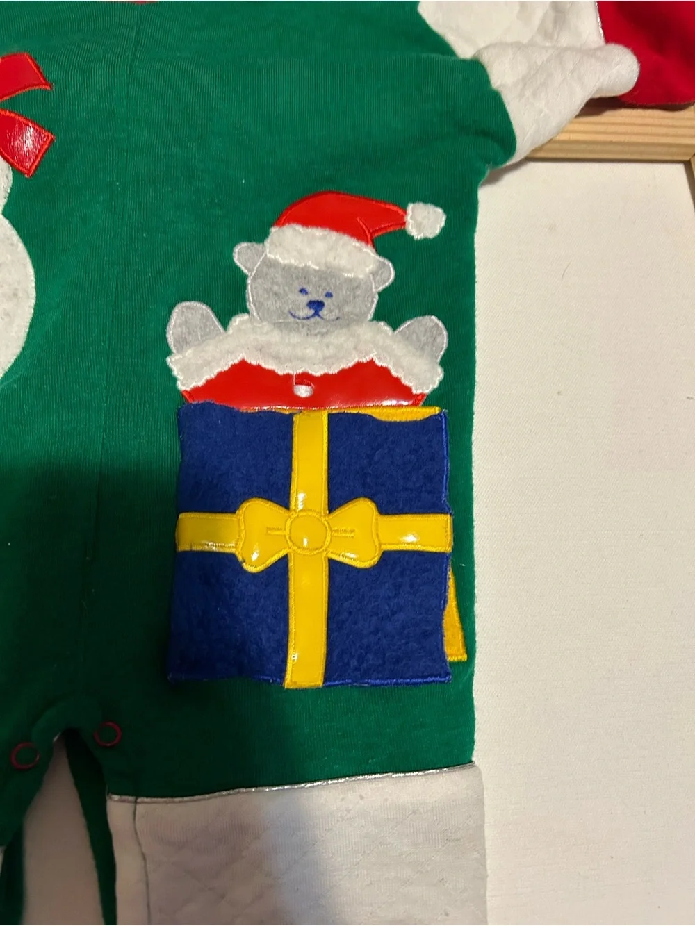 Green Holiday Snowman & Bear One-Piece for Kids